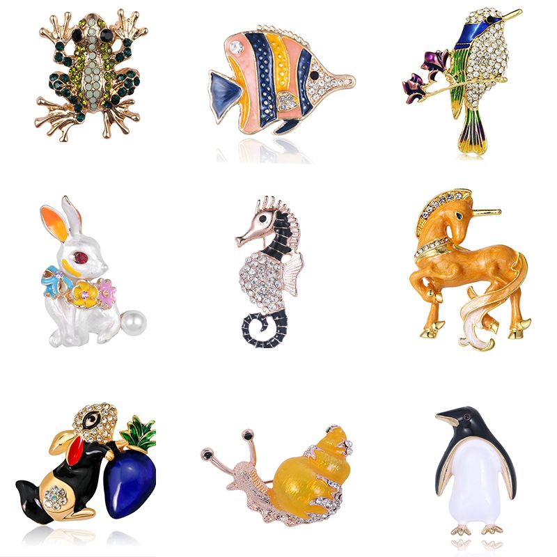 Style De Bande Dessinée Animal Alliage Incruster Strass Femmes Broches