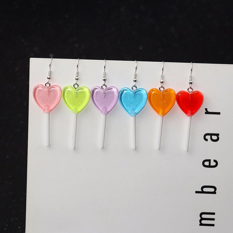 1 Par Casual Forma De Corazón Resina Enchapado Mujeres Pendientes De Gota