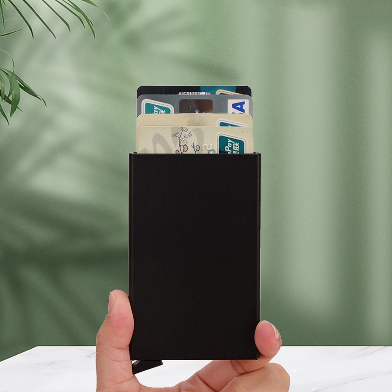 Unisex Solid Color Aluminum-magnesium Alloy Open Card Holders