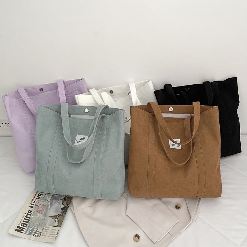 Unisex Fashion Solid Color Canvas Shopping Bags
