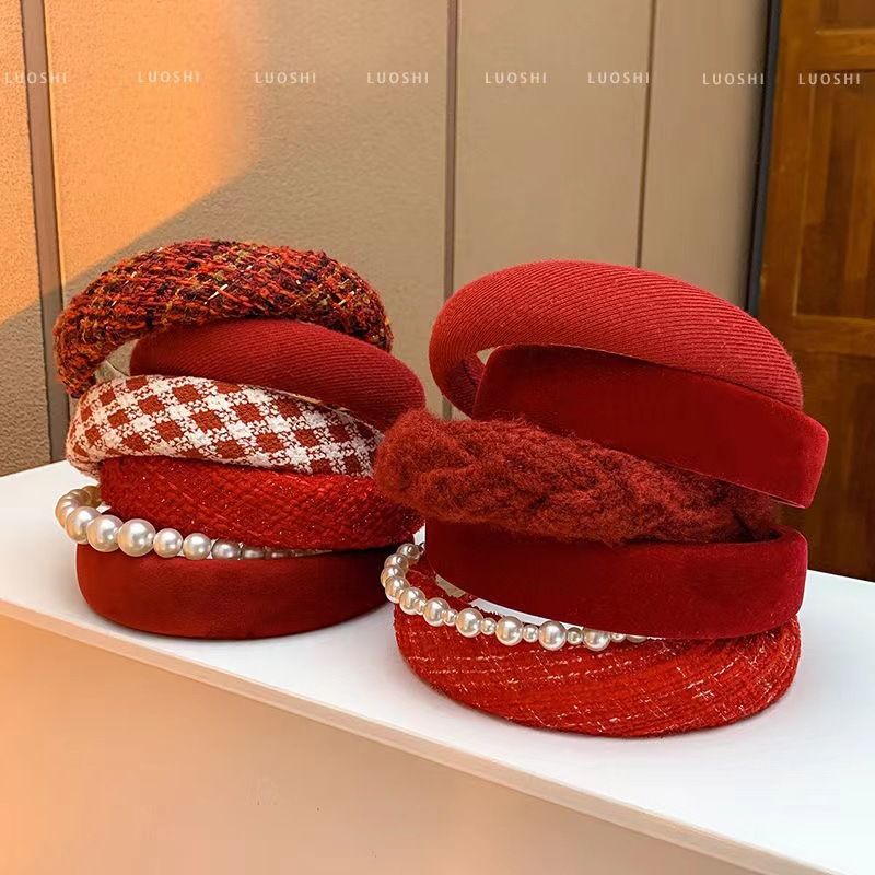 Sweet Solid Color Rhombus Cloth Hair Band 1 Piece