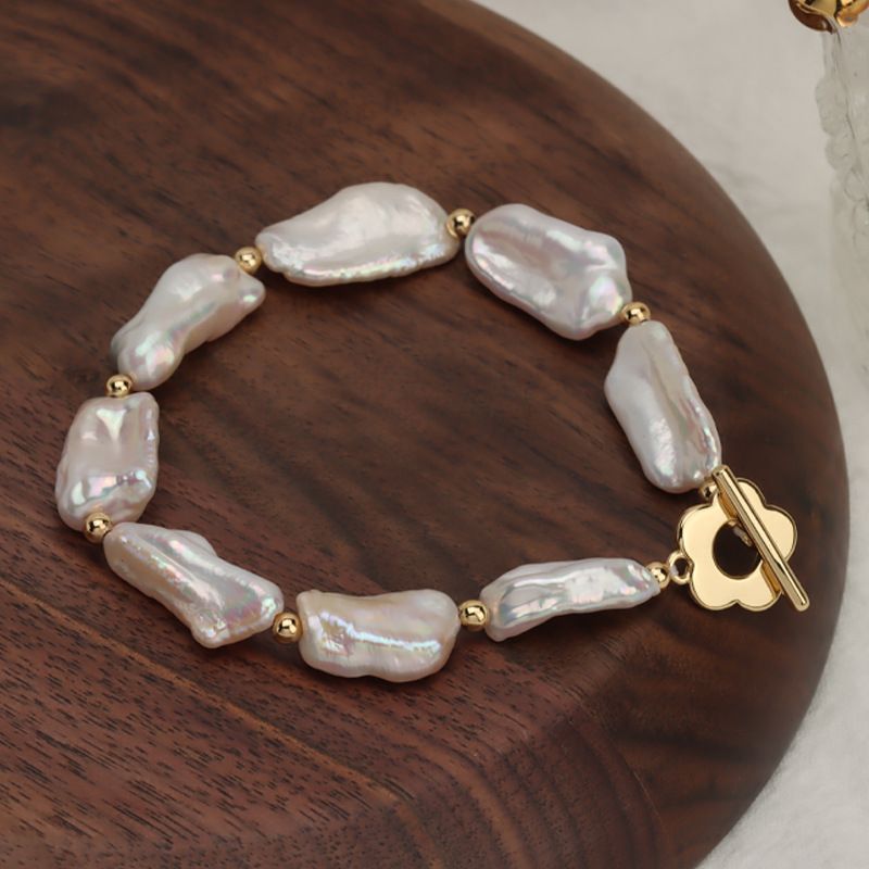 Sweet Irregular Flower Baroque Pearls Bracelets 1 Piece