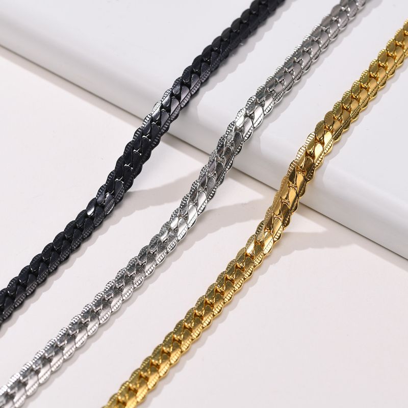 Acier Inoxydable Style Simple Couleur Unie Bracelets
