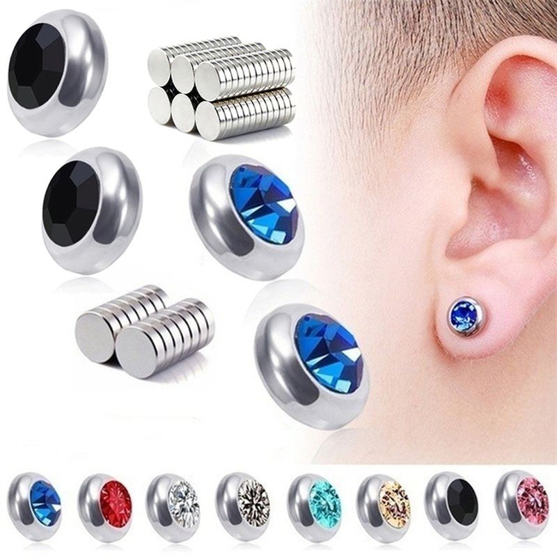 1 Pair Fashion Geometric Stainless Steel Inlay Artificial Gemstones Unisex Ear Studs