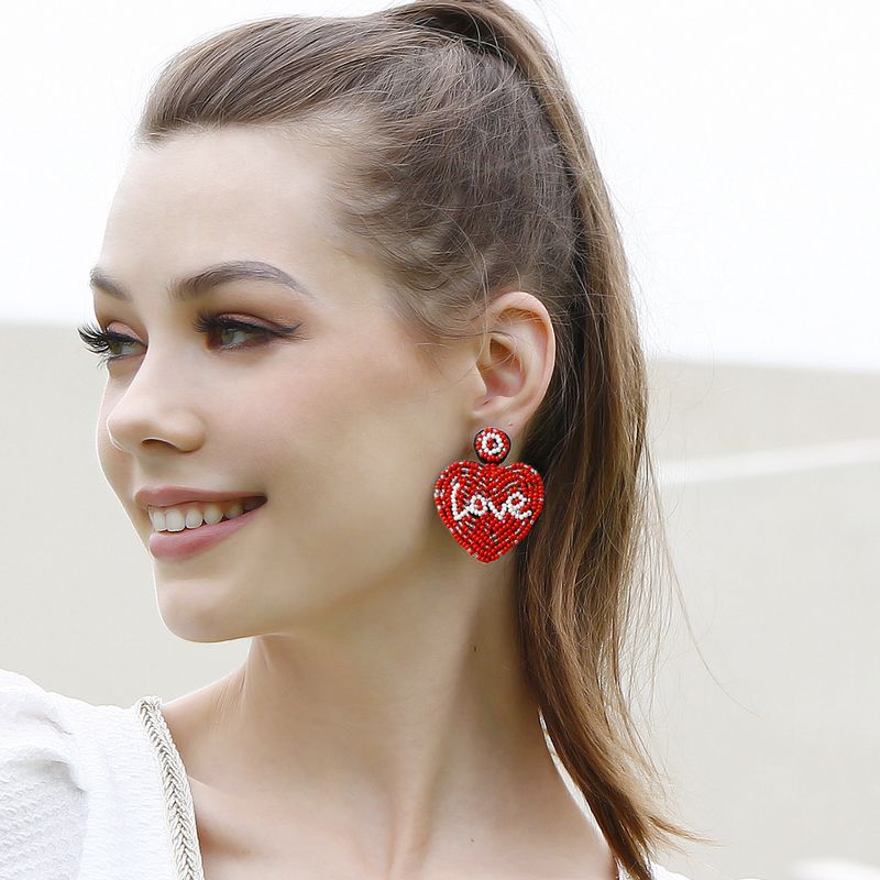 1 Pair Original Design Heart Shape Seed Bead Plating Women's Drop Earrings