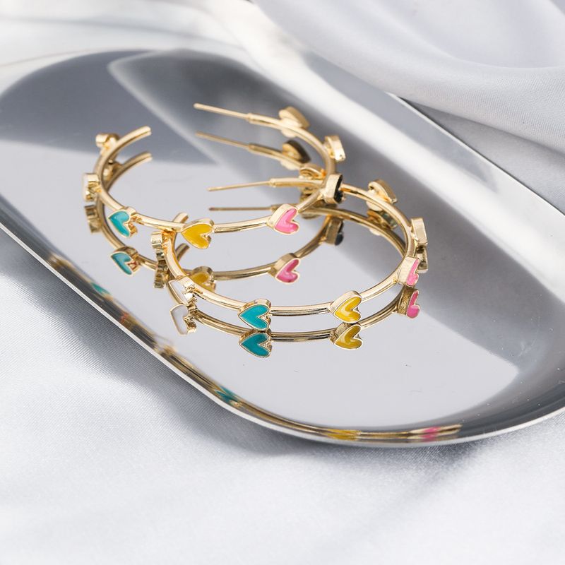 1 Pair Fashion Heart Shape Alloy Plating Women's Earrings