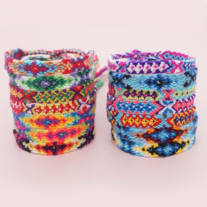 1 Piece Bohemian Totem Symbol Cotton Thread Irregular Tassel Unisex Bracelets