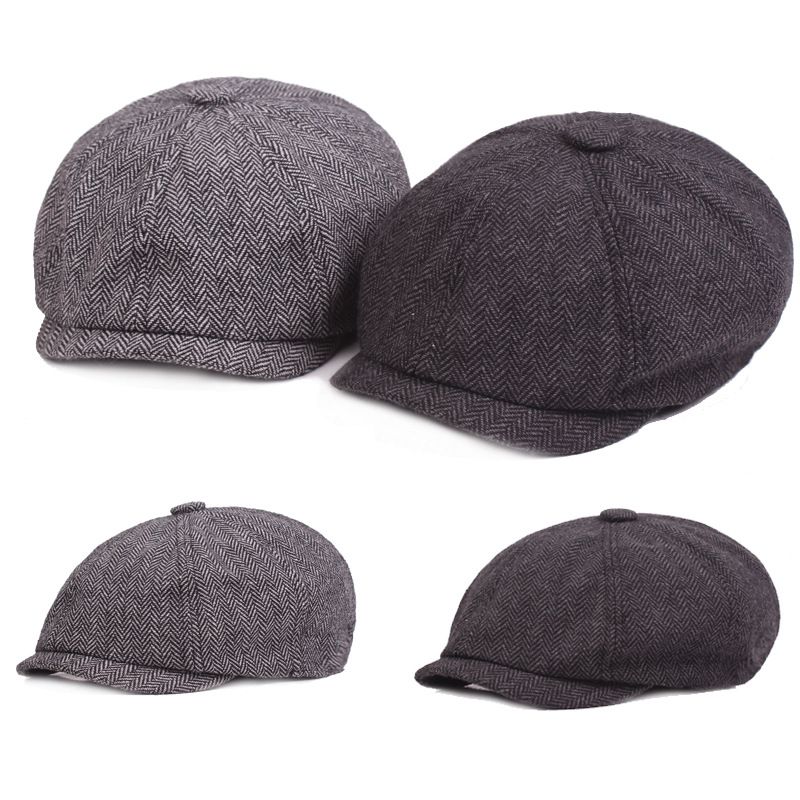 Men's Vintage Style Solid Color Flat Eaves Beret Hat