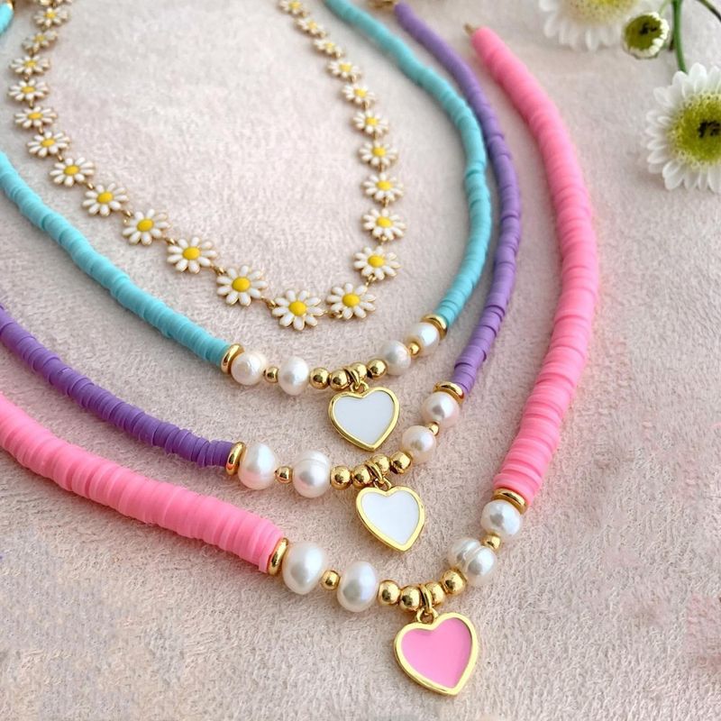 1 Piece Simple Style Heart Shape Soft Clay Knitting Women's Necklace