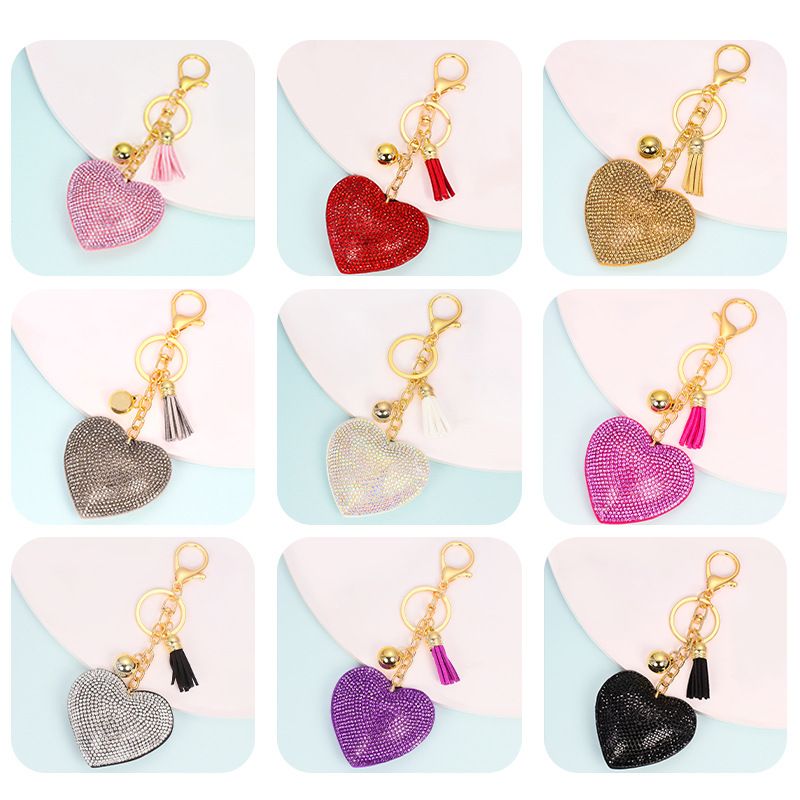 1 Piece Cute Simple Style Heart Shape Alloy Plating Artificial Rhinestones Keychain