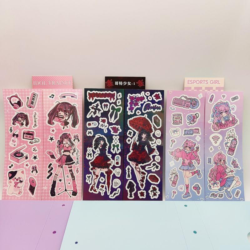 Original Korean Cartoon Goo Card Stickers Wholesale Ins Cartoon Characters Dark Cute Laser Goo Card Small Stickers