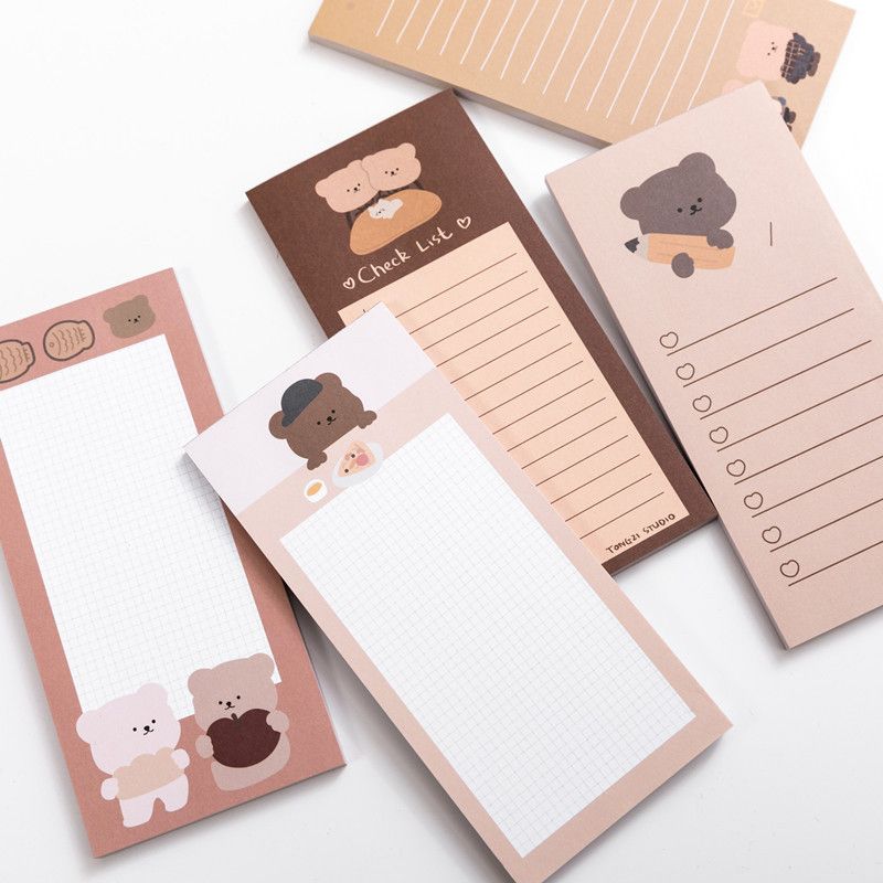 Style Coréen Ins Cookie Ours Bloc-notes Thé Portable Notes Autocollantes Gauche Mémo Petit Livre