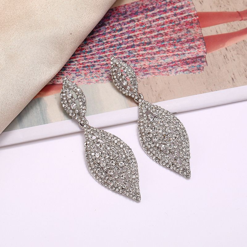 1 Pair Retro Water Droplets Alloy Rhinestone Patchwork Women's Drop Earrings
