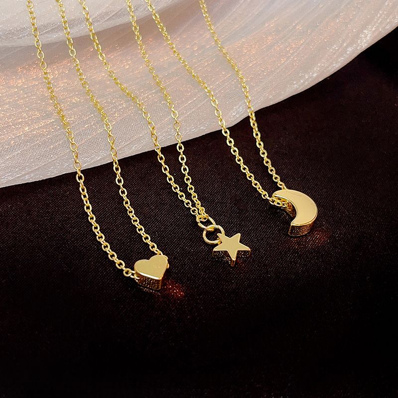 Casual Star Moon Heart Shape Alloy Plating Women's Pendant Necklace