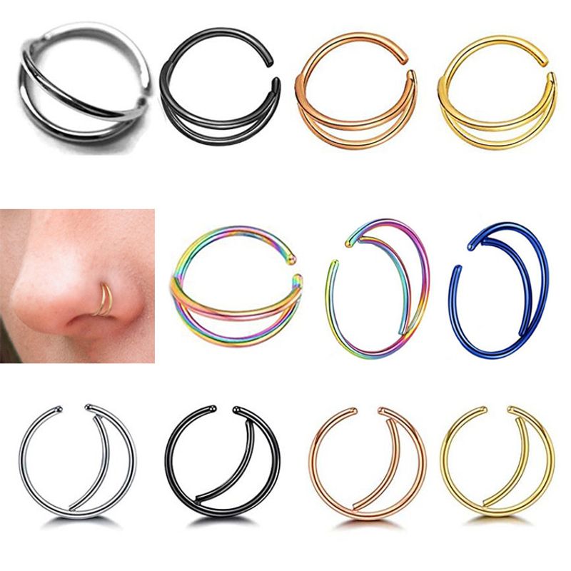 Simple Style Solid Color Stainless Steel Plating Nose Ring 1 Piece