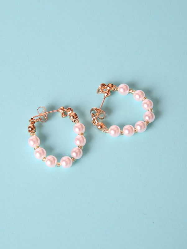 Mode Einfarbig Perle Perlen Ohrringe 1 Paar