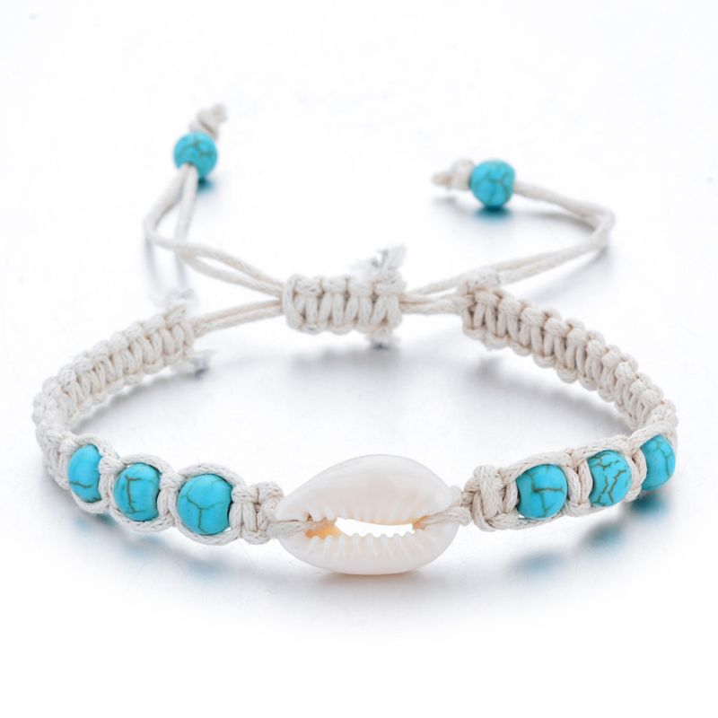 1 Pièce Style Marin Étoile De Mer Turquoise Corde Coquille Unisexe Bracelets