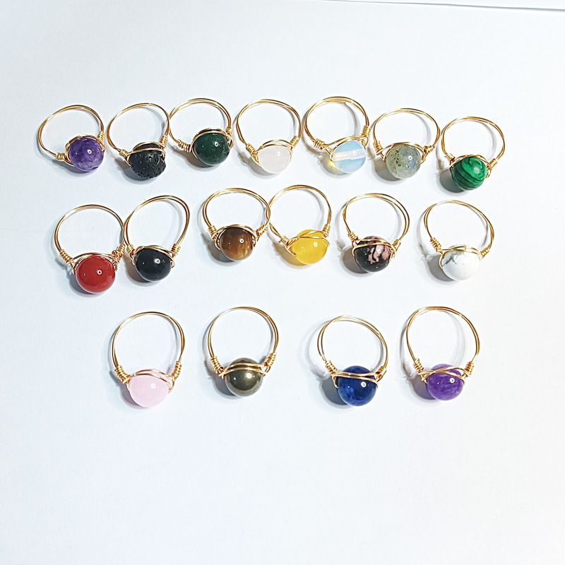 Fashion Round Natural Stone Rings 1 Piece
