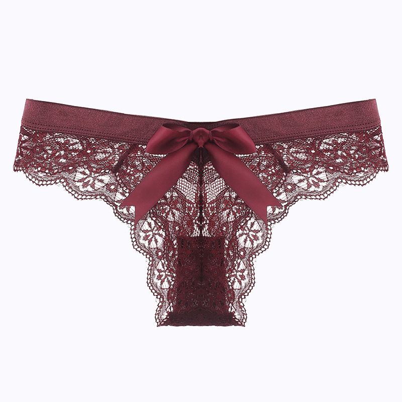 Solid Color Seamless Lace Low Waist Briefs Panties