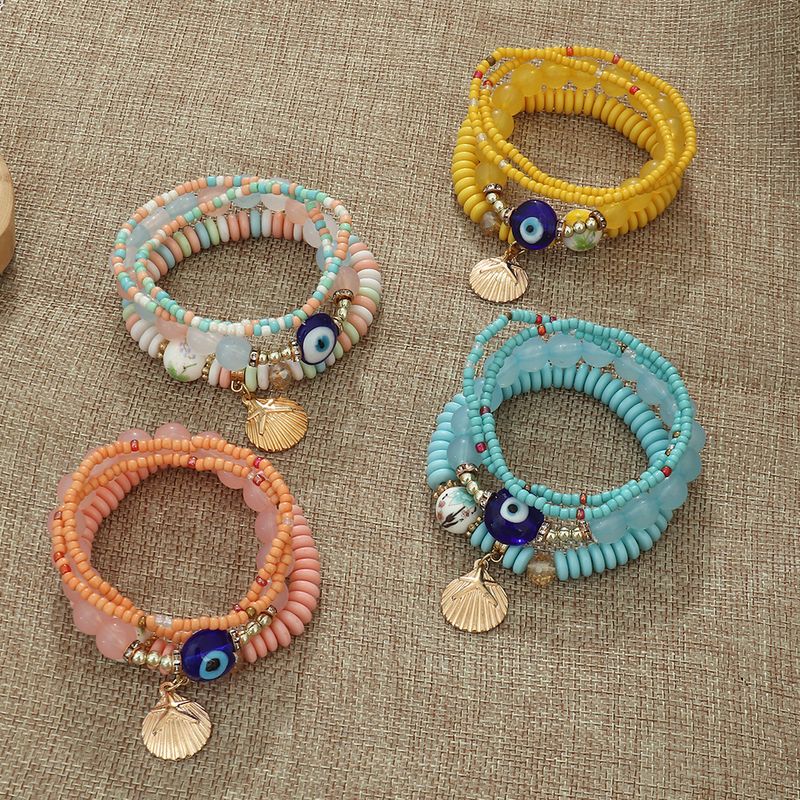 Vintage Style Eye Shell Glass Beaded Women's Bracelets 1 Set