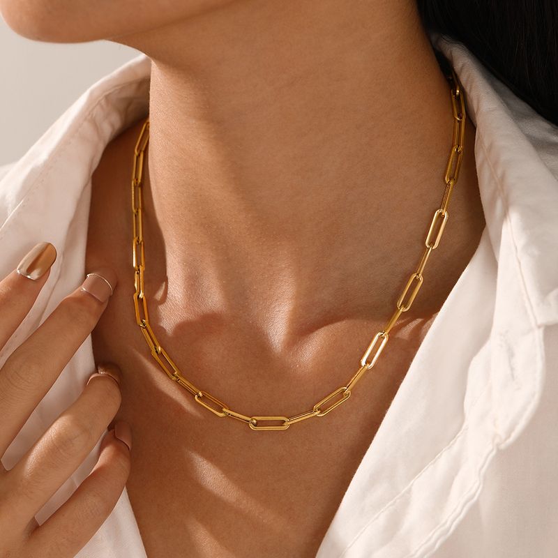 Mode Geometrisch Rostfreier Stahl Vergoldet Halskette 1 Paar