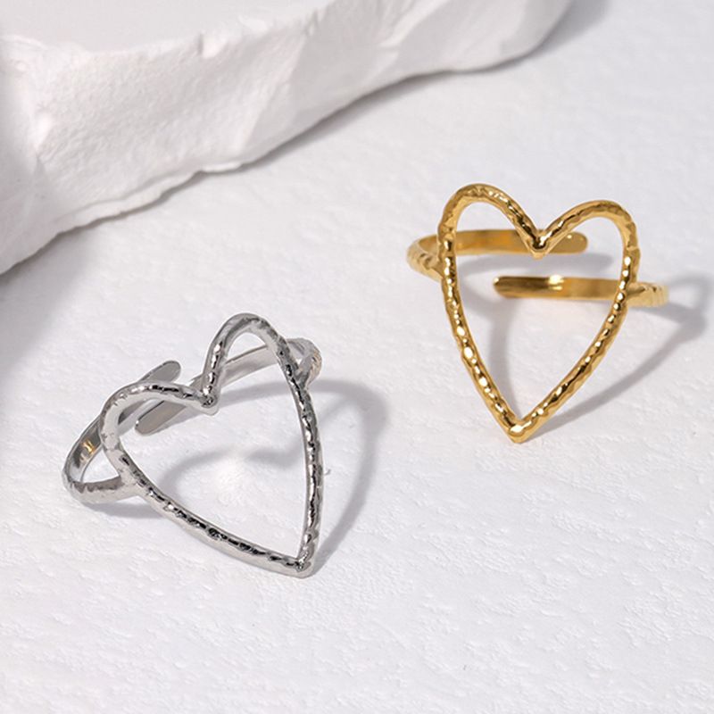 Sweet Heart Shape Stainless Steel Plating Hollow Out Open Ring