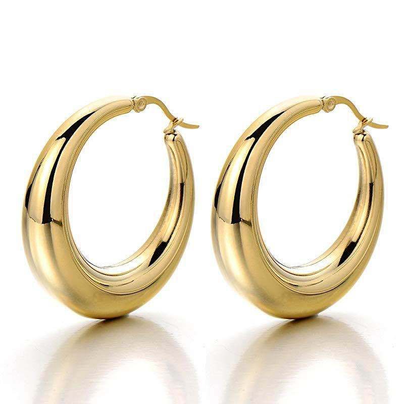 Fashion U Shape Stainless Steel Gold Plated Earrings 1 Pair