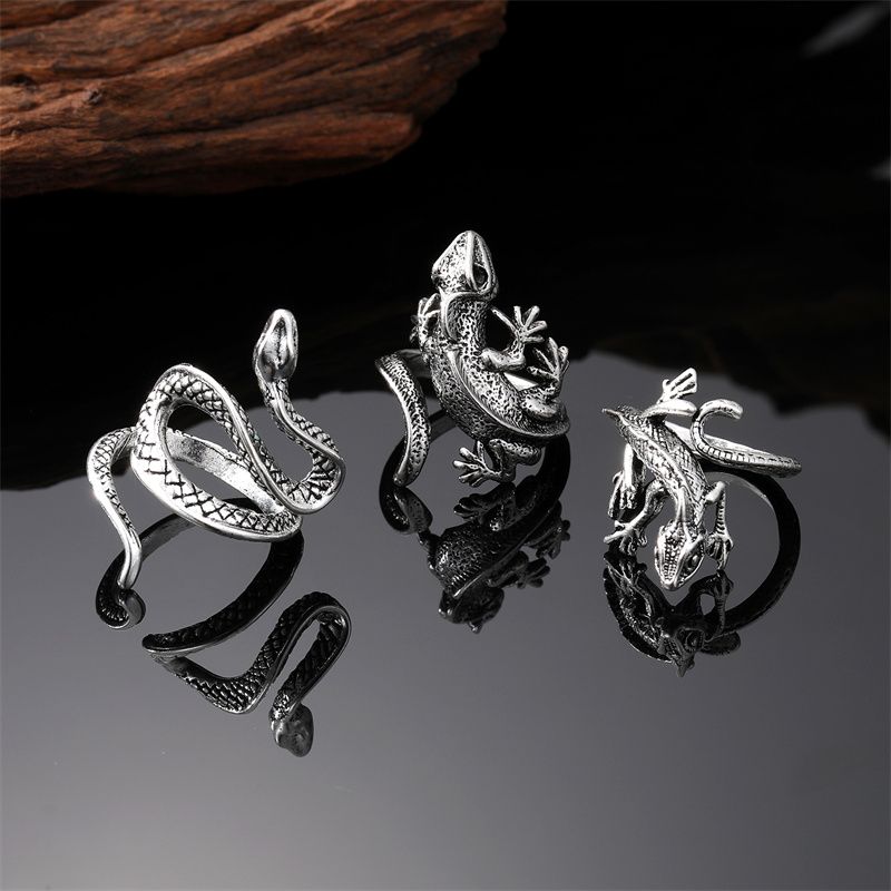 Fashion Snake Lizard Stainless Steel Alloy Rings 1 Piece