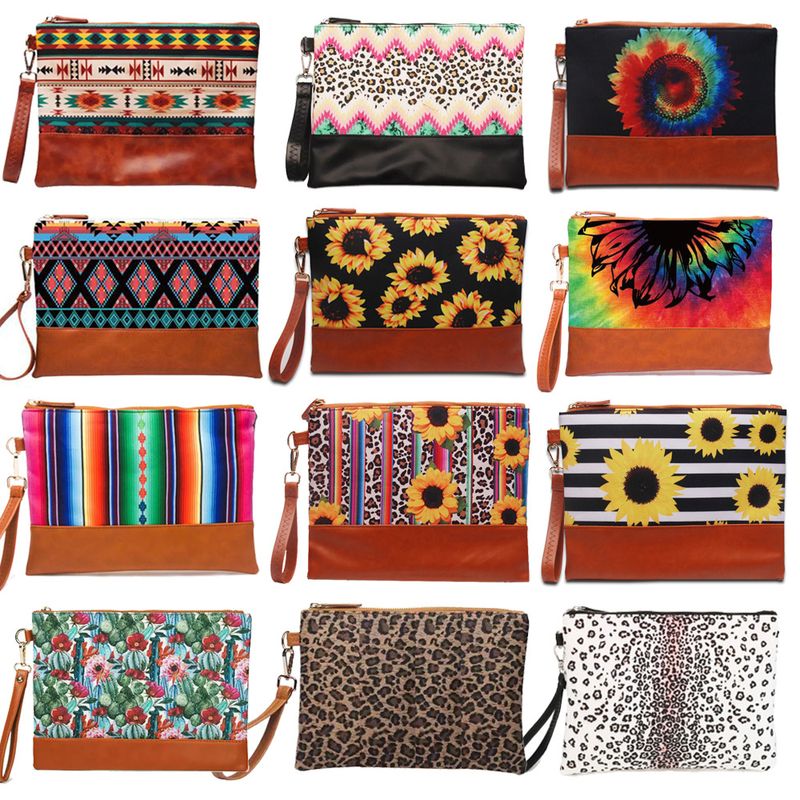 Mujeres Medio Todas Las Temporadas Cuero Sintético Animal Leopardo Moda Cuadrado Cremallera Bolso De Cosméticos Bolso De Noche