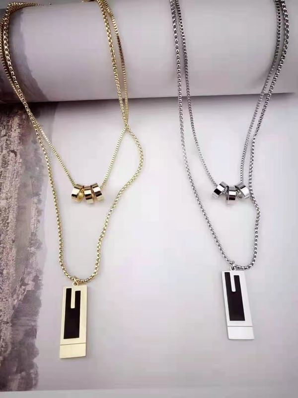 Fashion Square Titanium Steel Gold Plated Pendant Necklace 1 Piece