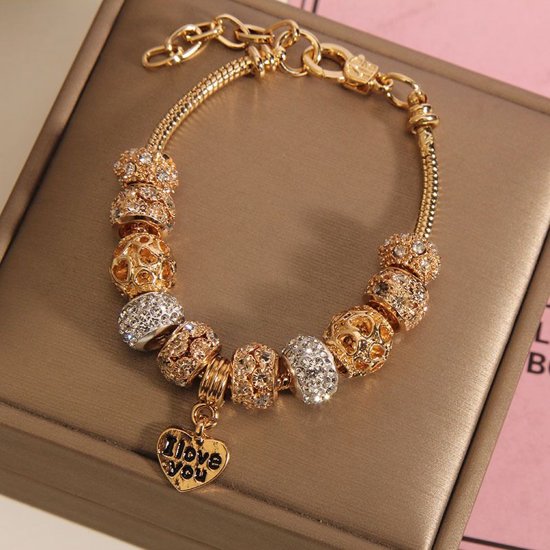 Simple Style Letter Heart Shape Crystal Inlay Rhinestones Women's Bracelets 1 Piece