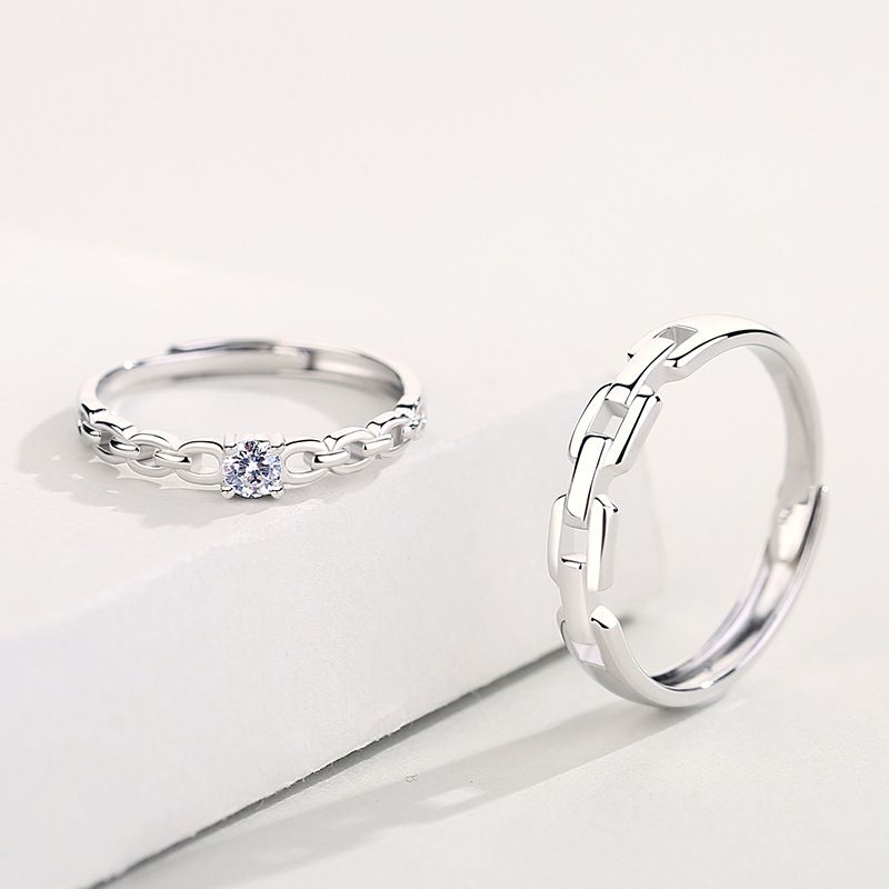 Fashion Geometric Sterling Silver Inlay Zircon Rings 1 Piece