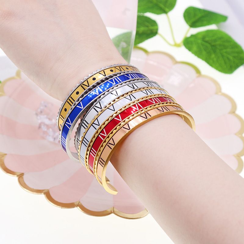 Fashion Letter Stainless Steel Plating Bangle 1 Piece