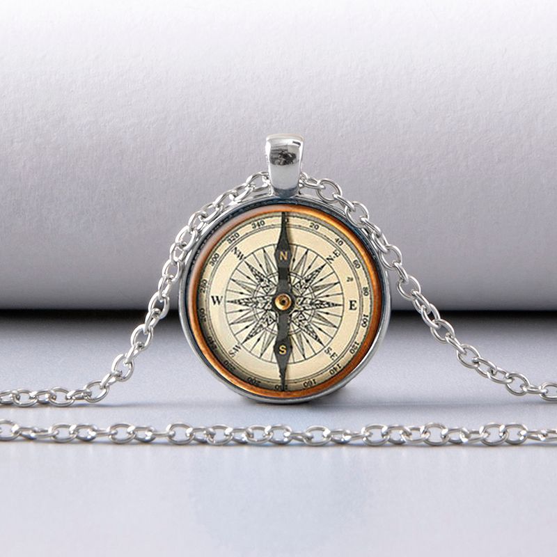 1 Piece Fashion Compass Alloy Plating Glass Unisex Pendant Necklace