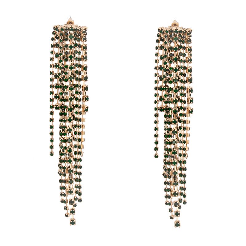 Luxurious Tassel Alloy Inlay Rhinestones Drop Earrings 1 Pair