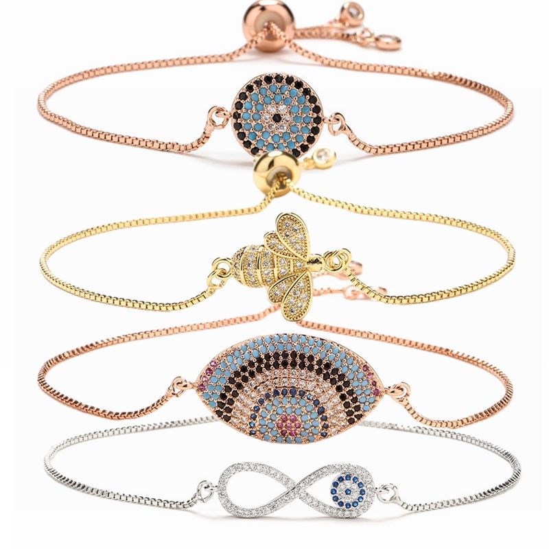 Élégant L'oeil Du Diable Abeille Le Cuivre Placage Zircon Bracelets 1 Pièce