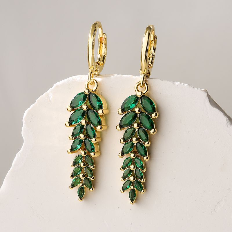 1 Pair Simple Style Leaf Copper Earrings