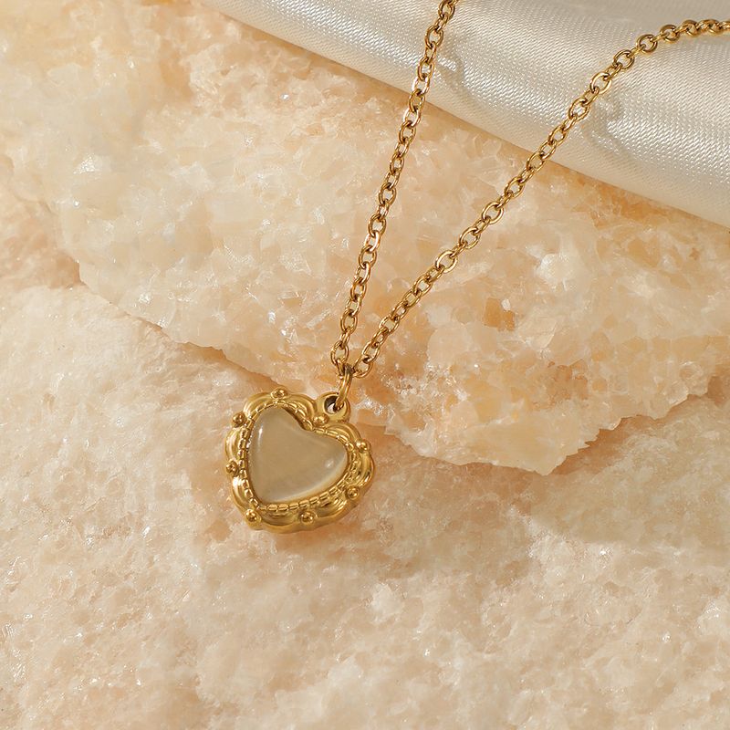Fashion Heart Shape Stainless Steel Titanium Steel Plating Pendant Necklace 1 Piece