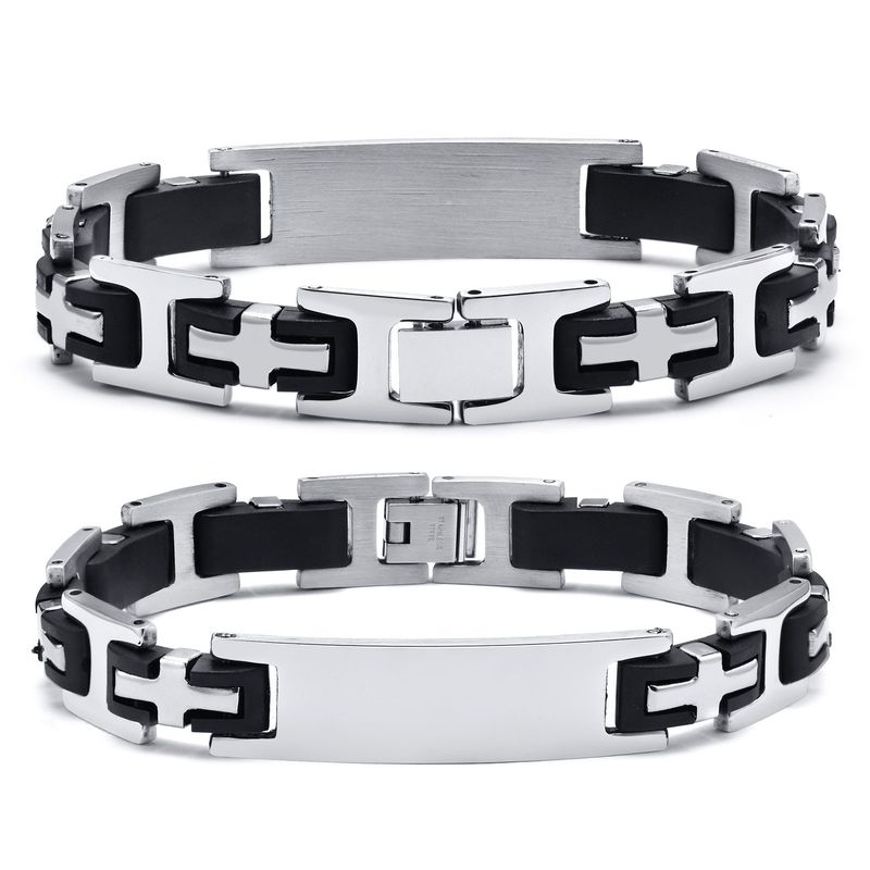 Rétro Géométrique Traverser Acier Inoxydable Polissage Hommes Bracelets 1 Pièce