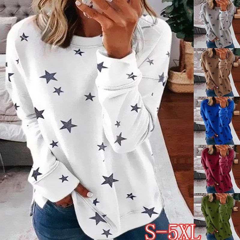 Femmes Sweat À Capuche Manche Longue Hoodies Et Pulls Molletonnés Impression Décontractée Star