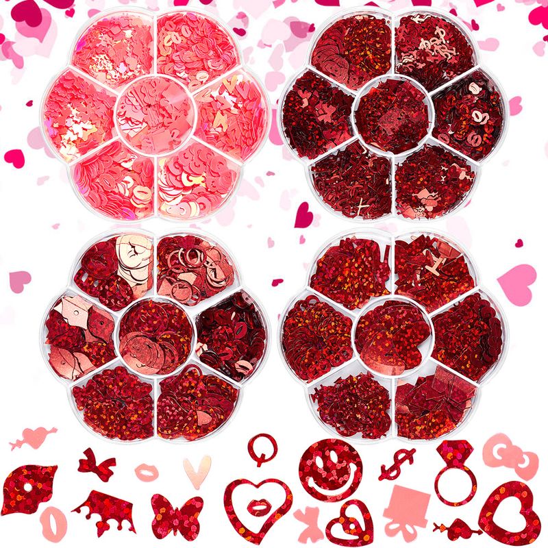 Sweet Heart Shape Flower Sequin Nail Decoration Accessories 1 Set