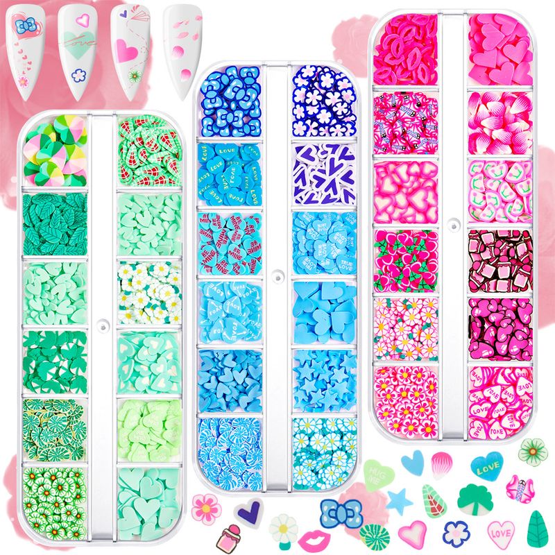 Cute Heart Shape Sequin Soft Clay Nail Decoration Accessories