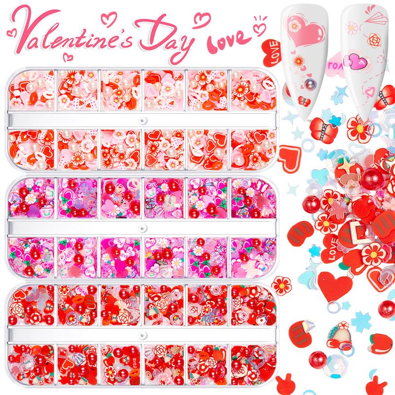 Fashion Heart Shape Sequin Soft Clay Nail Decoration Accessories