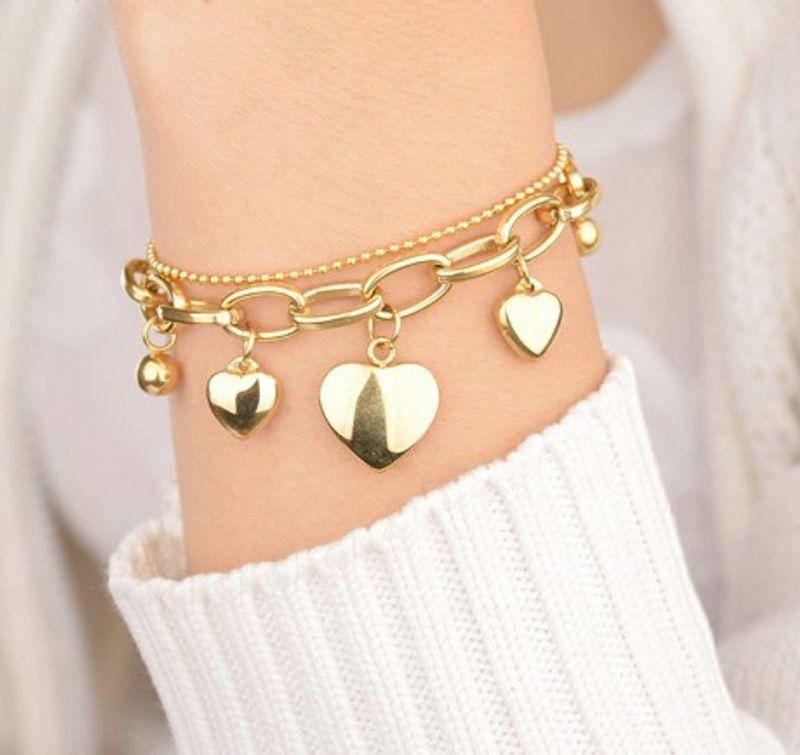 Simple Style Heart Shape Stainless Steel Plating Bracelets 1 Piece