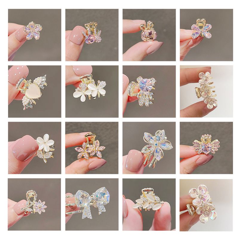 Fashion Heart Shape Bow Knot Alloy Plating Artificial Pearls Rhinestones Hair Claws 1 Piece