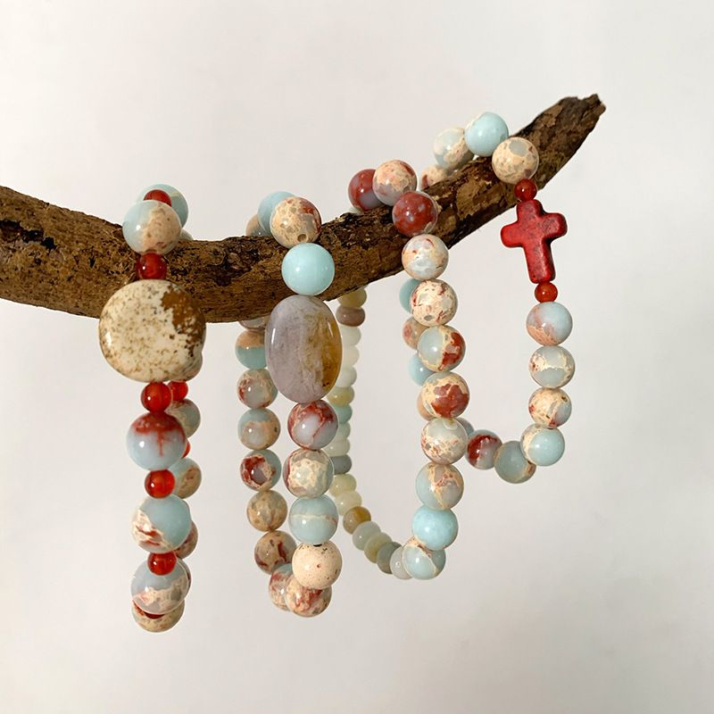 Ethnic Style Cross Agate Beaded Bracelets