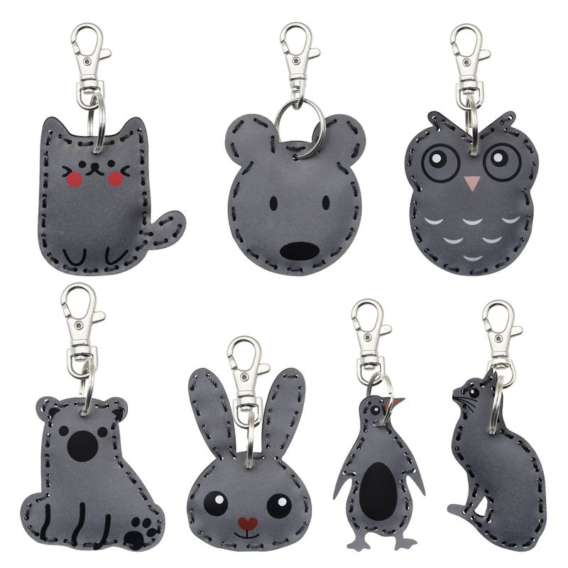 Cute Rabbit Animal Cat Pu Leather Bag Pendant Keychain 1 Piece