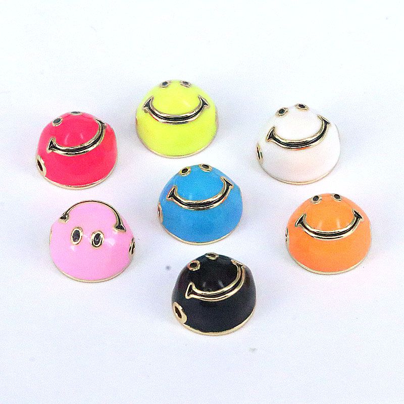 1 Piece Copper Gold Plated Round Smiley Face Cute
