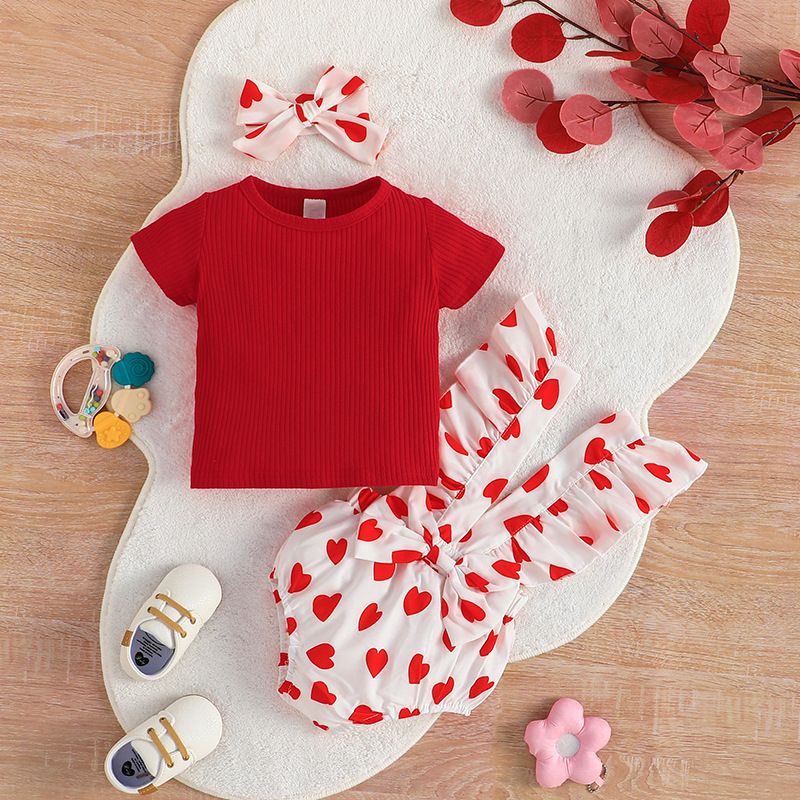 Cute Printing Bowknot Cotton Baby Clothing Sets
