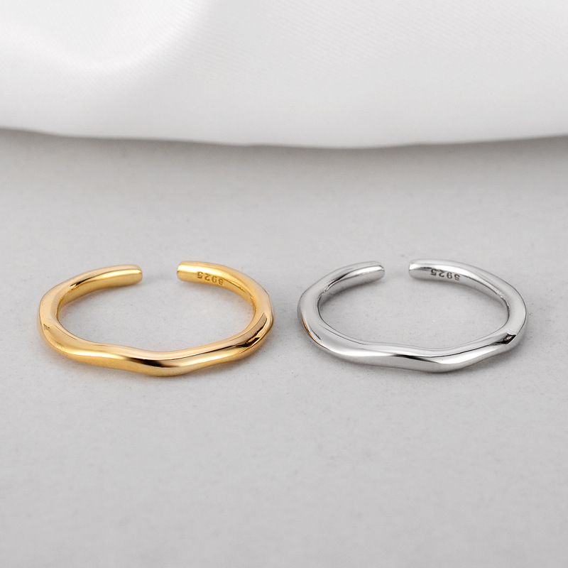 Simple Style Solid Color Silver Plating Open Ring 1 Piece